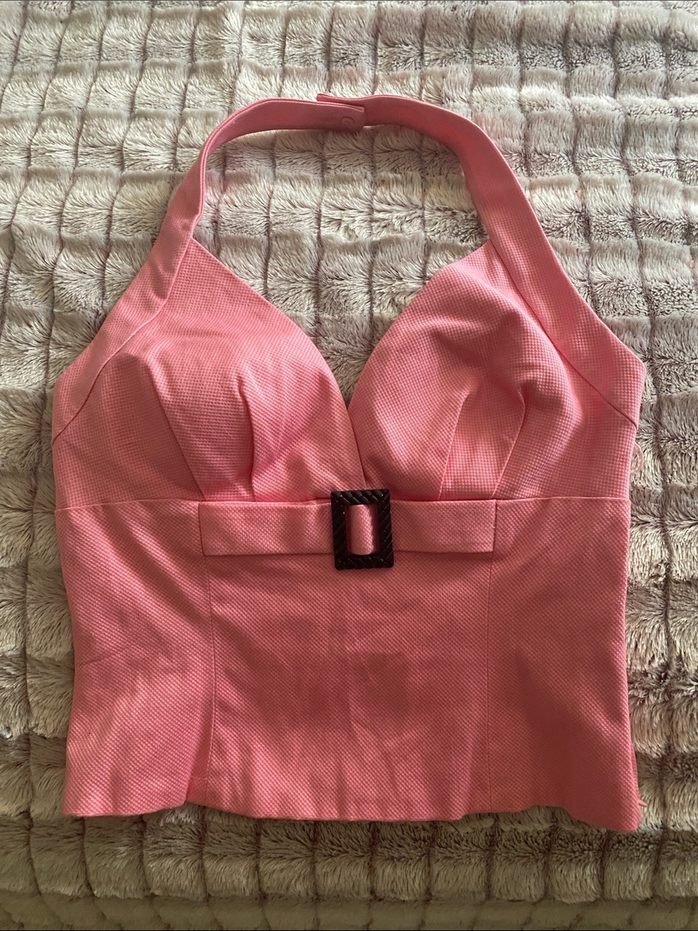 Muse Pink Halter Bustier Top with Center Buckle